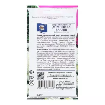 Семена цветов Астра "ДОМИНИКА БЛАНШ", 0,2 г