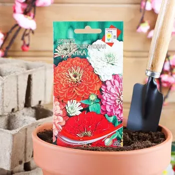 Семена цветов Цинния георгиноцветковая "Мозаика", смесь, 37 шт