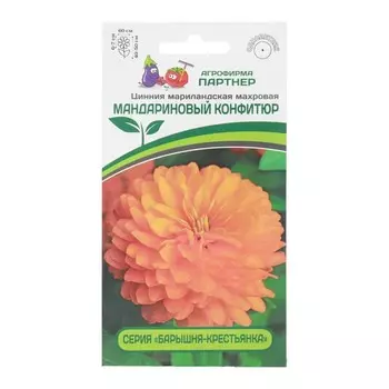 Семена цветов Цинния махровая "Барышня-крестьянка Мандариновый Конфитюр", 5 шт