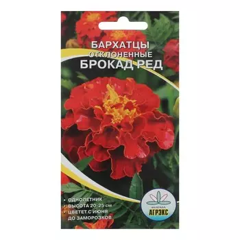 Семена Цветов однолетние Бархатцы «Брокад Ред»,отклонённые, махровые, 0.2 г