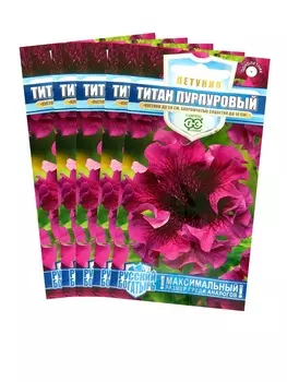 Семена цветов Петуния "Титан пурпуровый", бахромчатый, серия Русский Богатырь, набор 5 шт 108398