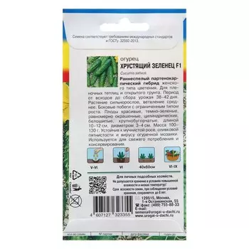 Семена Огурец "Хрустящий зеленец", F1
