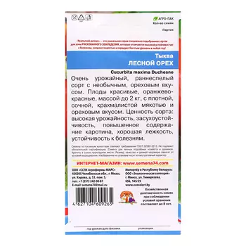 Семена Тыква "Лесной орех", 6 шт