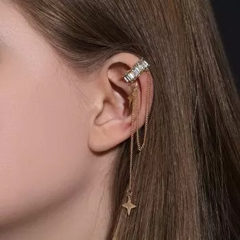 Серьга кафф «Полярная искра», цвет белый в золоте