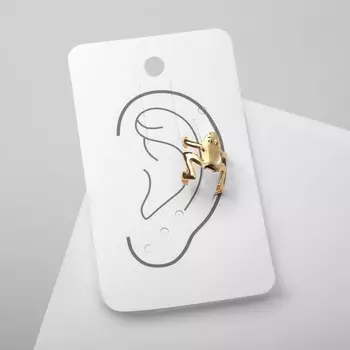 Серьга "Кафф" лягушка, цвет золото