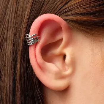 Серьга «Кафф» авантюризм, цвет серебро