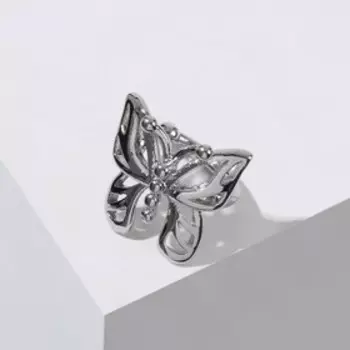 Серьга "Каффа" бабочка контур, цвет серебро