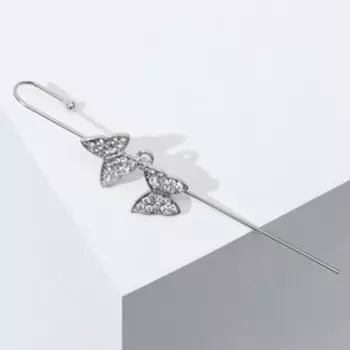 Серьга "Каффа" бабочки, насквозь, цвет белый в серебре