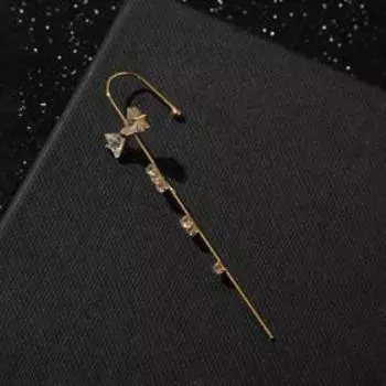 Серьга «Кафф» булавка, бантики, цвет белый в золоте