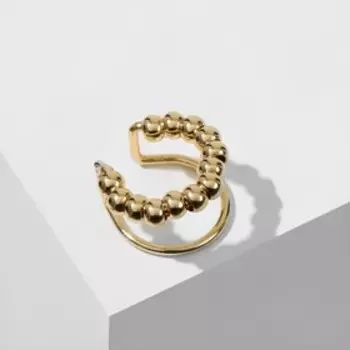 Серьга "Каффа" две линии с бусиками, цвет золото