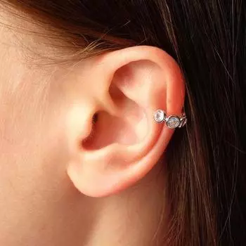 Серьга "Каффа" кристалл круг, цвет белый в серебре