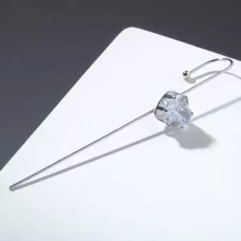 Серьга "Каффа" кристалл сердце, цвет белый в серебре