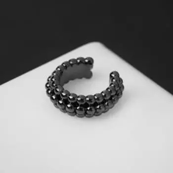 Серьга кафф «Кругляшки», цвет чёрный