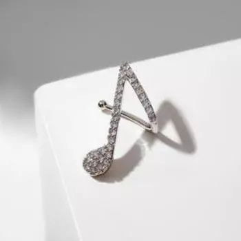 Серьга "Каффа" нота, цвет белый в серебре