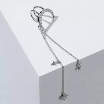 Серьга "Каффа" полумесяц со звездой, цвет белый в серебре