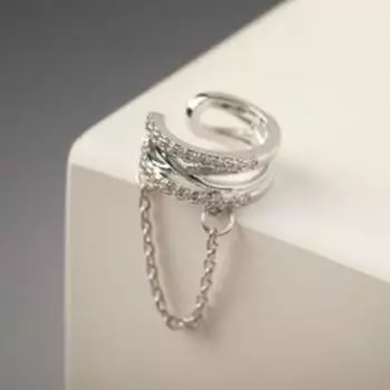 Серьга "Каффа" яркая классика с подвеской-цепочкой, цвет белый в серебре