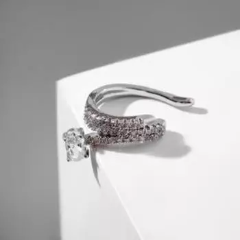 Серьга "Каффа" яркая классика со стразом, цвет белый в серебре