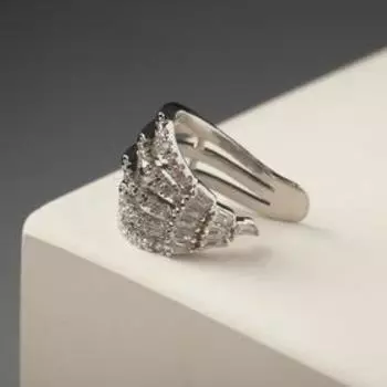 Серьга "Каффа" яркая классика, веер, цвет белый в серебре