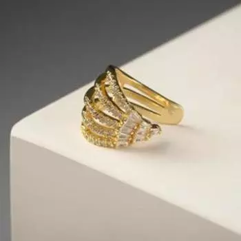 Серьга "Каффа" яркая классика, веер, цвет белый в золоте