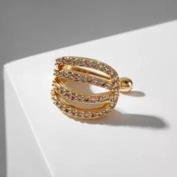 Серьга "Каффа" яркая классика, выпуклые звенья, цвет белый в золоте