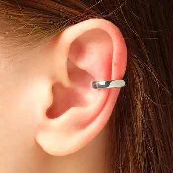 Серьга «Кафф» роспись, цвет серебро