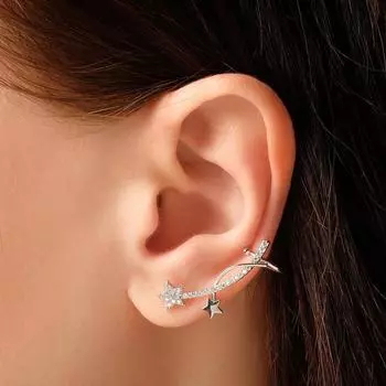 Серьга "Каффа" звёздное небо, цвет белый в серебре