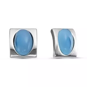 Серьги «Агат голубой» звёздная ночь, посеребрение с оксидированием