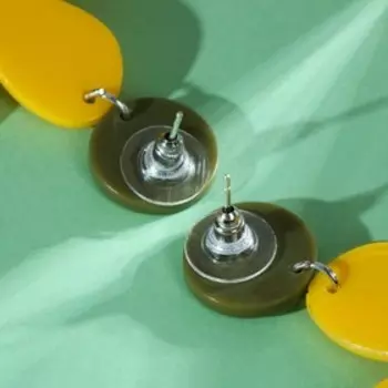 Серьги акрил "Цветы" весна, цвет жёлто-зелёный