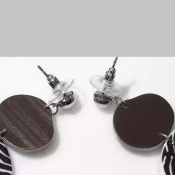 Серьги акриловые «Круг», цвет чёрно-белый в серебре