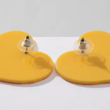 Серьги акриловые «Сердце» жираф, цвет жёлто-оранжевый