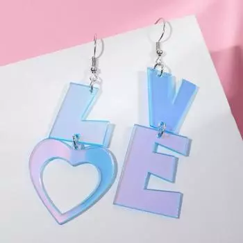 Серьги акрил "Сияние" Love, цвет голубой