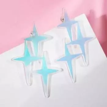 Серьги акрил "Сияние" звёзды, цвет голубой