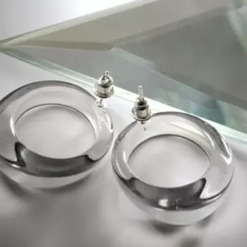 Серьги акрил "Тренд" кольцо, цвет серый