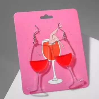 Серьги акриловые «Вино» бокалы, цвет красный