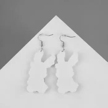 Серьги акриловые «Зайки» с тыквами, цветные в серебре