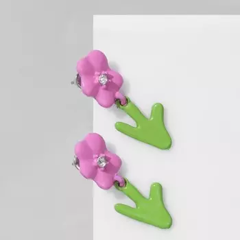 Серьги с эмалью «Цветы», цветные