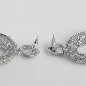 Серьги эмаль "Море" овал, цвет чёрный в серебре