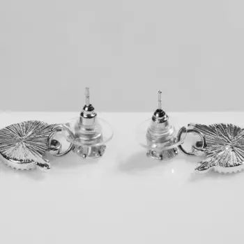 Серьги с эмалью «Сердце» с рожками, цвет чёрный в серебре