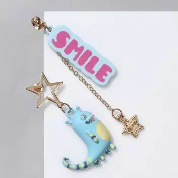 Серьги ассорти «Динозавр» SMILE, цветные в золоте