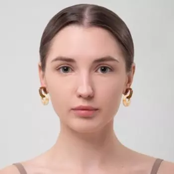 Серьги ассорти "Градиент" два кольца, цвет бежево-коричневый
