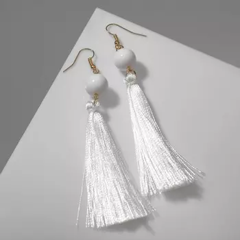 Серьги «Кисти» агата, цвет белый в золоте, L кисти 6,5 см