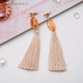 Серьги ассорти "Кисти" перламутр, цвет бежевый в золоте, L кисти 6,5 см