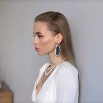Серьги ассорти "Натурэль" акварель овалы, цвет бело-чёрный в золоте