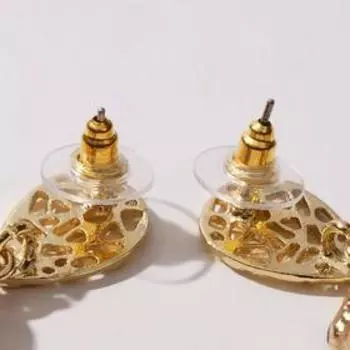 Серьги ассорти "Натурэль" круг, цвет светло-коричневый в золоте