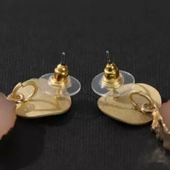 Серьги ассорти "Натурэль" овал, цвет бежевый в золоте