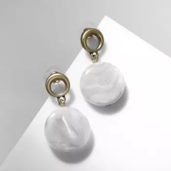 Серьги ассорти "Природа" круг, цвет серый в золоте