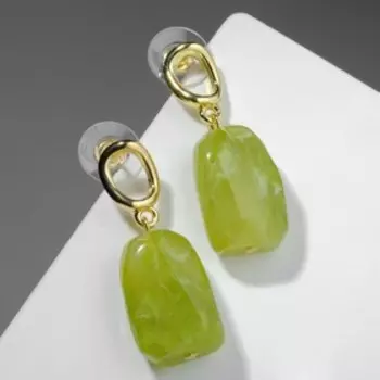 Серьги ассорти "Природа" прямоугольник, цвет зелёный в золоте