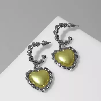 Серьги ассорти «Сердечки» лоза, цвет жёлтый в серебре