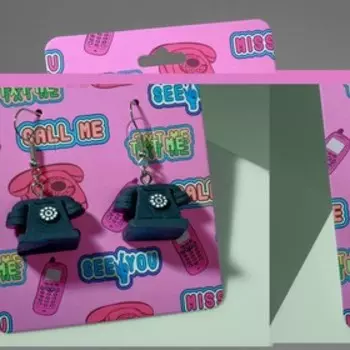 Серьги ассорти "Телефон" объёмный, цвет чёрно-белый