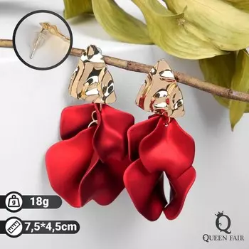 Серьги ассорти «Ветер» мятые треугольники, цвет красно-золотой